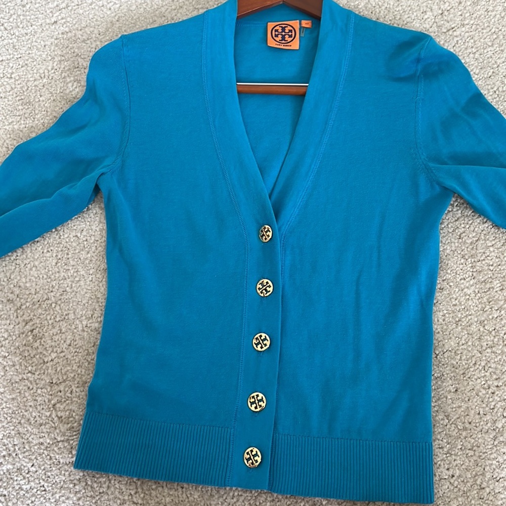 Tory Burch Turquoise Cotton Cardigan XS Style 13113150